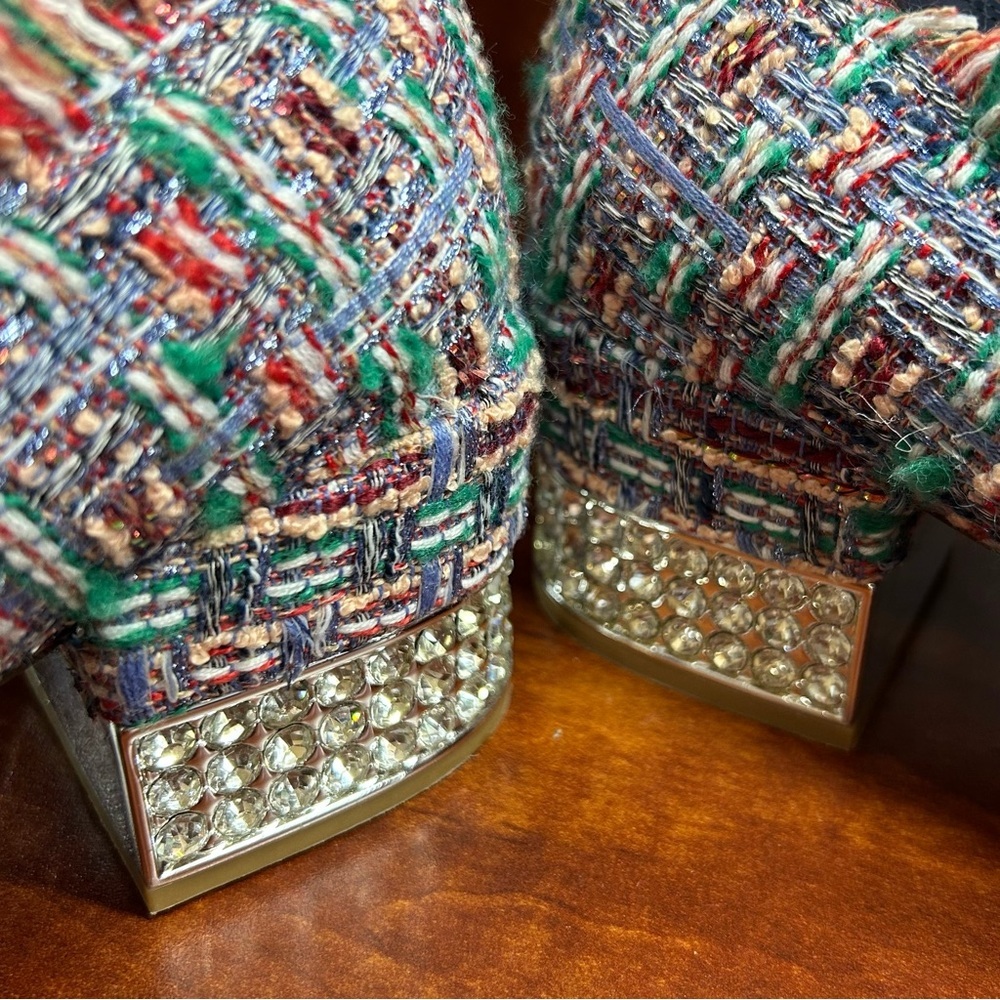 Jeffrey Campbell Multicolor Bridgerton Tweed Heels with Bow 9.5 - Picture 9 of 12